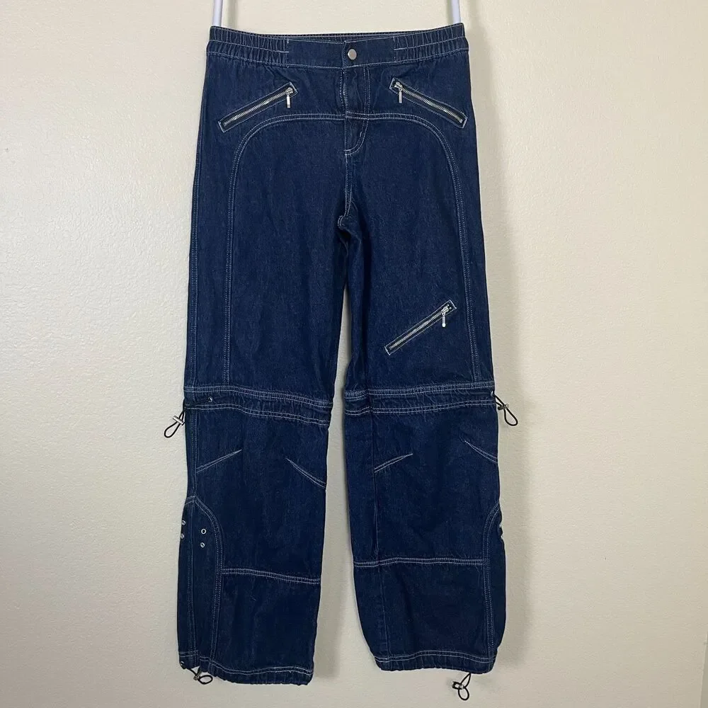 Silence + Noise Women Size 25 Cargo Baggy Jeans Straight Leg Pant Y2K Gorpcore